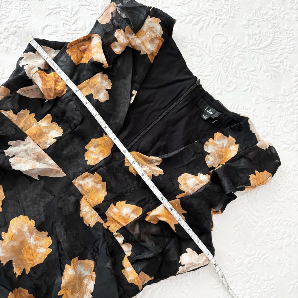 NWOT Lulus No Introductions Needed Black Burnout Floral Tiered Maxi Dress Large - Picture 5 of 6